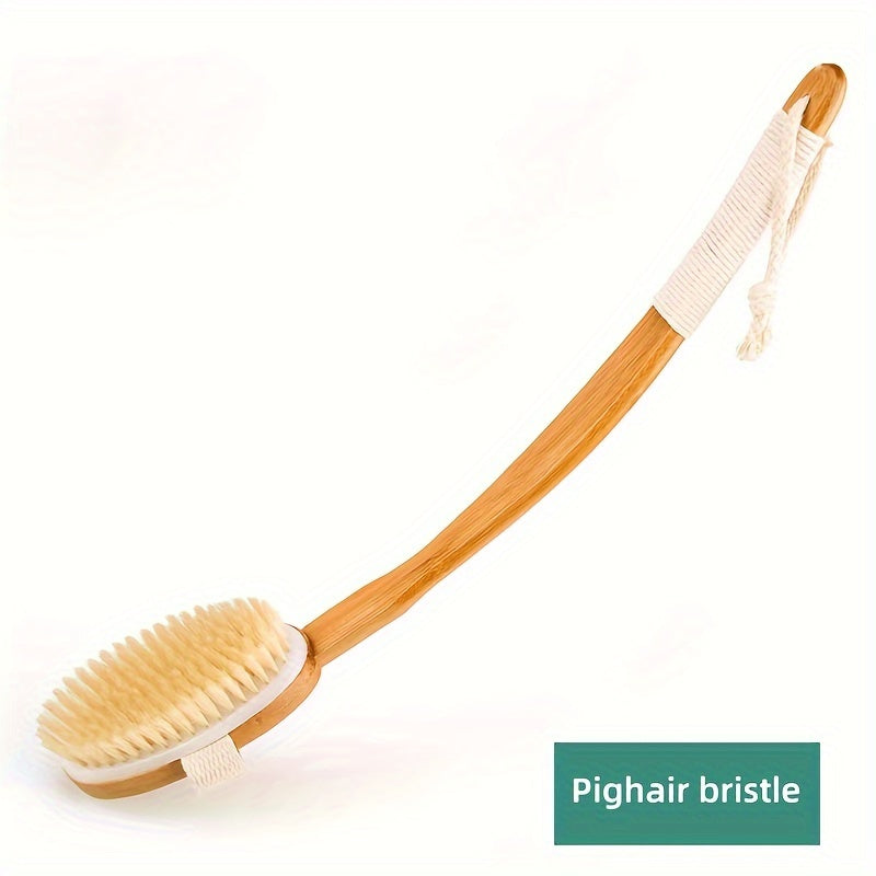 Brosse de bain à manche long en bambou avec soies de sanglier naturelles