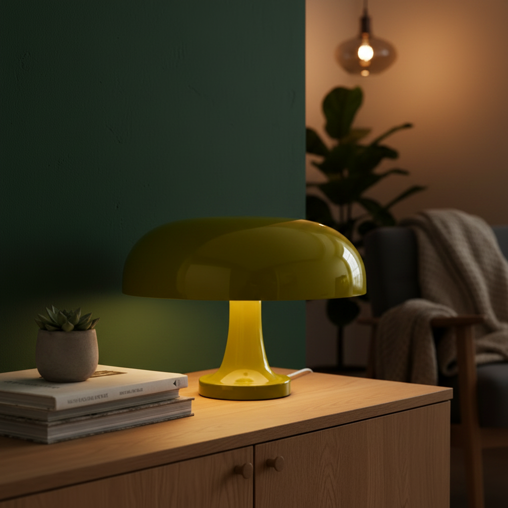 Lampe Sienna vert olive sur fond sombre