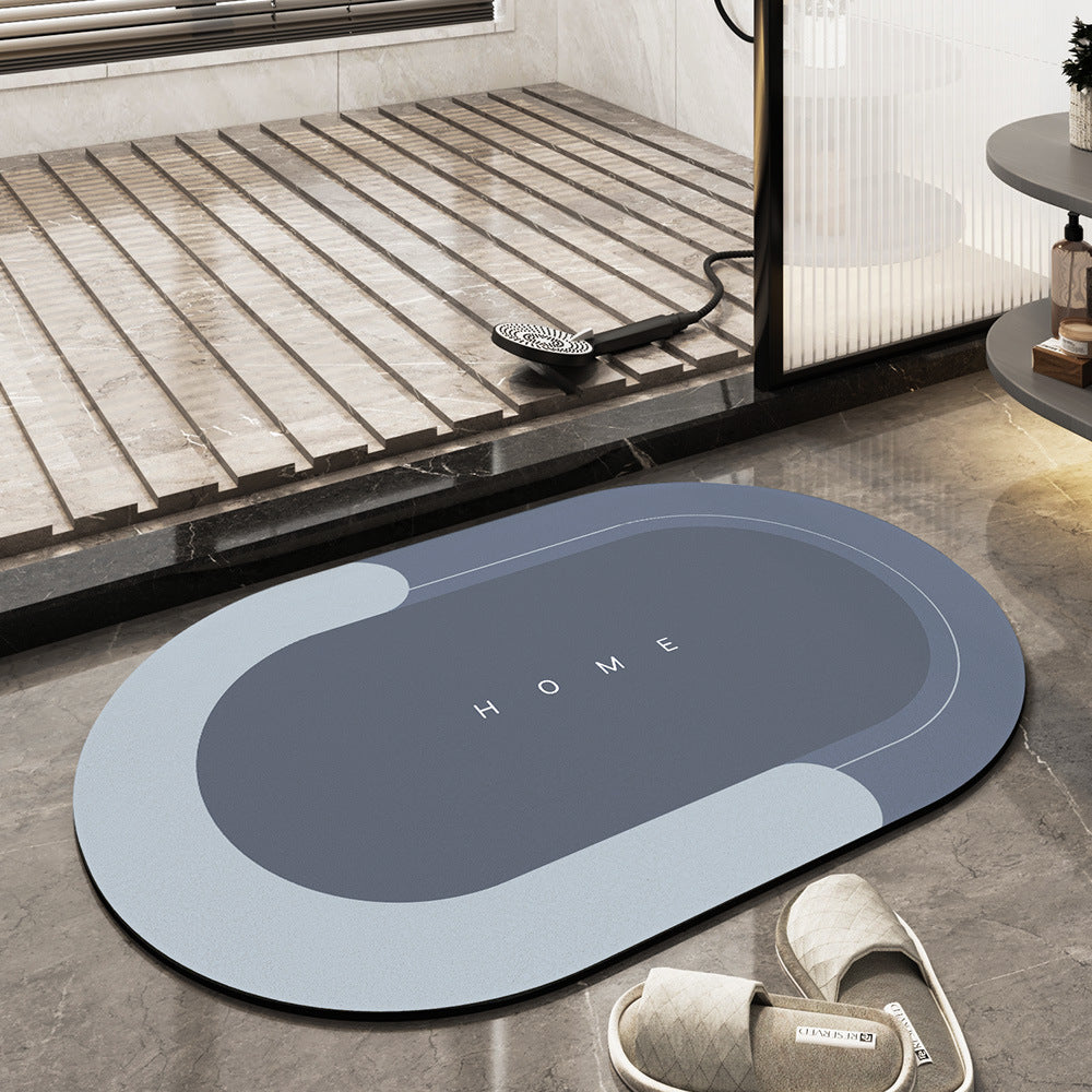 Tapis de bain absorbant de forme ovale, coloris gris foncé