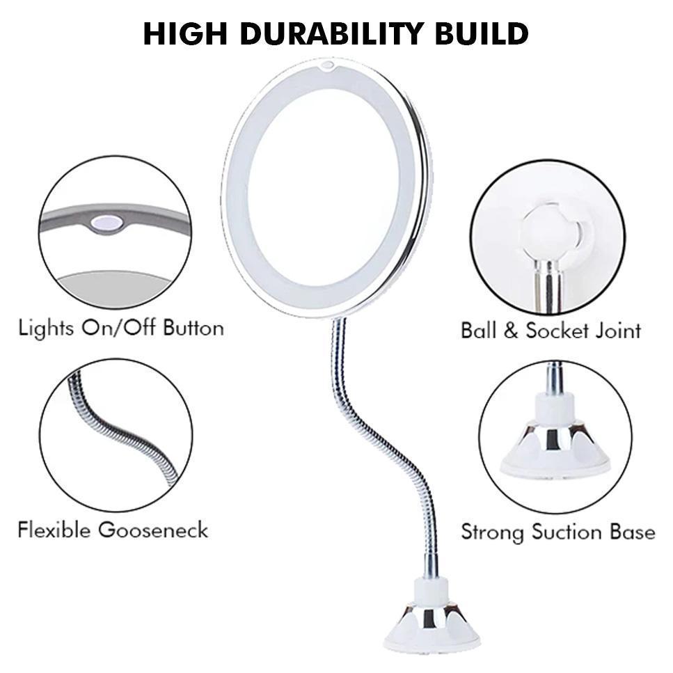 Miroir de maquillage lumineux vu de profil