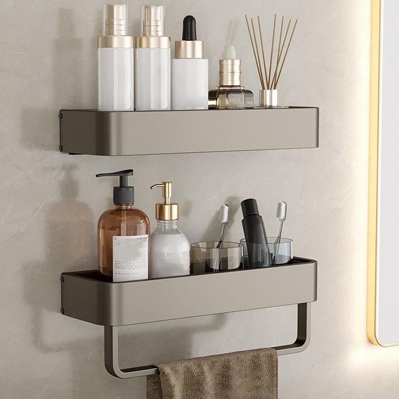 Étagère murale carrée en aluminium gris pour salle de bains