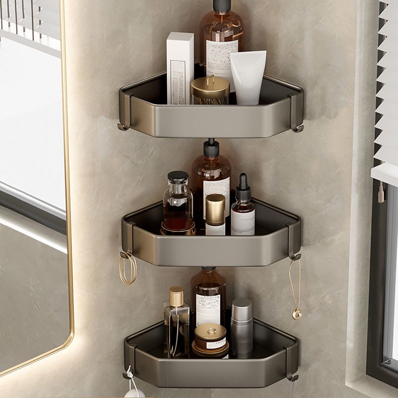 Étagère murale triangulaire en aluminium gris pour salle de bains