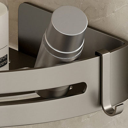 Étagère de salle de bains en aluminium gris avec barre