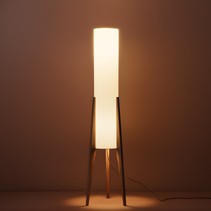 Lampadaire LED à pied en bois et abat-jour en tissu, photo 13