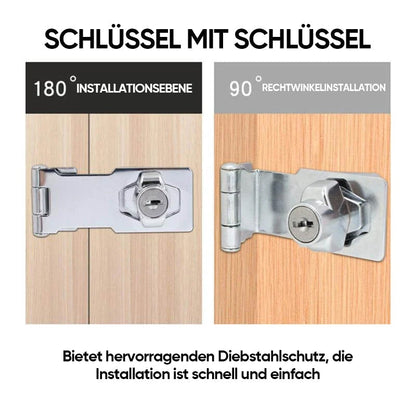 Verrou de porte à clé installé sur une porte en bois