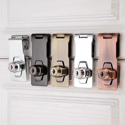 Les quatre finitions du verrou de porte à clé : argent, bronze rouge, noir et bronze vert