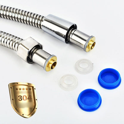 Flexible de douche en acier inoxydable enroulé, finition acier