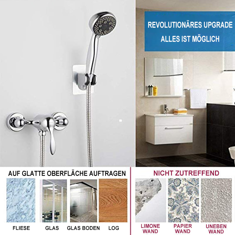 Support de douchette monté près d'une colonne de douche