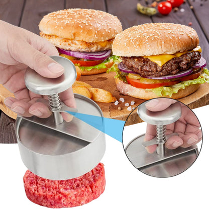 Presse à hamburger démontée, partie supérieure et moule séparés