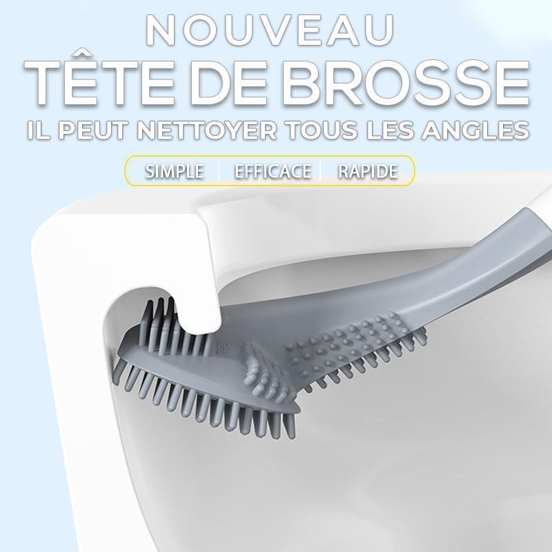Brosse WC bleue avec manche long et support