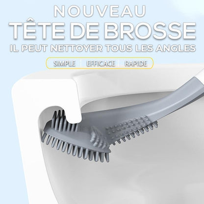 Brosse WC bleue avec manche long et support
