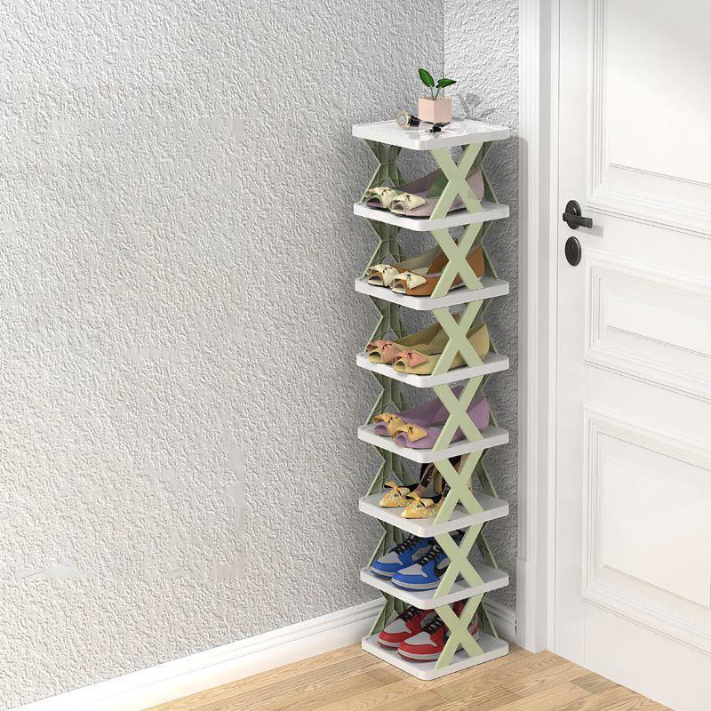 Étagère à chaussures verticale verte à 8 niveaux