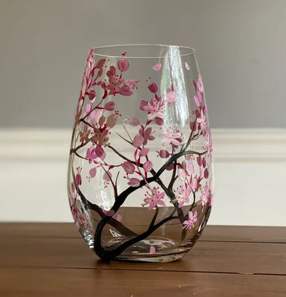 Verres à vin peints à la main, modèles à pied et sans pied