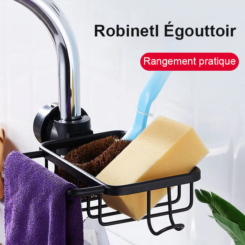 Porte-savon de douche en aluminium noir mat, vue de face