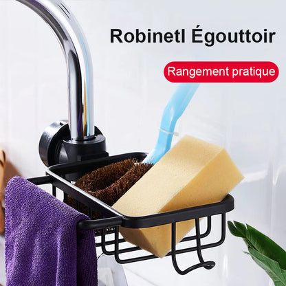 Porte-savon de douche en aluminium noir mat, vue de face