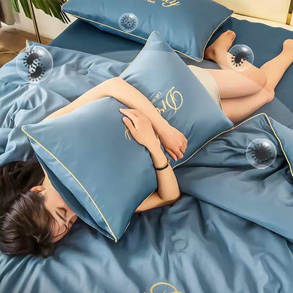 Parure de lit d'été rafraîchissante avec couette drap et deux taies d'oreiller