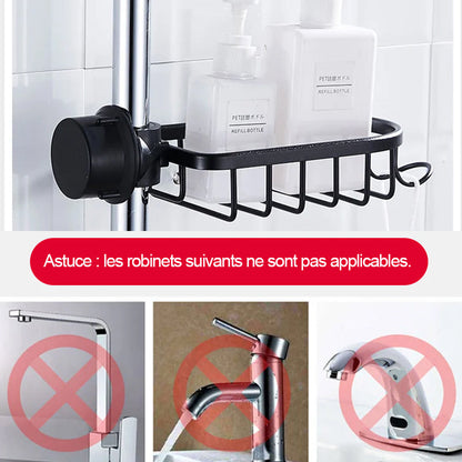 Porte-savon de douche en aluminium argent, vue de face