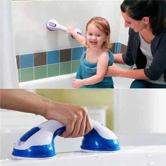 Poignée de maintien fixée sur le bord d'une baignoire