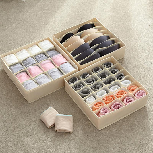Boîte de rangement pliable en toile avec casiers pour sous-vêtements