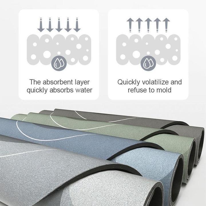 Tapis de bain absorbant de forme ovale, coloris bleu