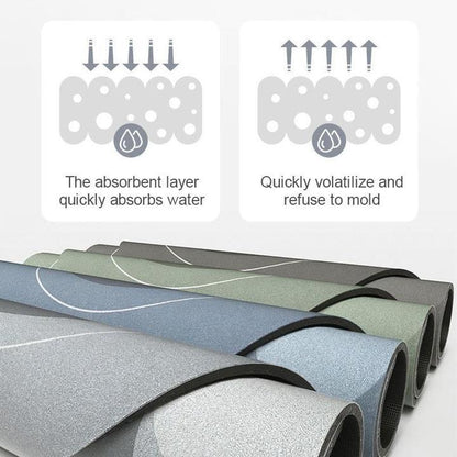 Tapis de bain absorbant de forme ovale, coloris bleu