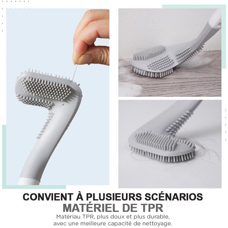 Tête triangulaire de la brosse WC vue de près