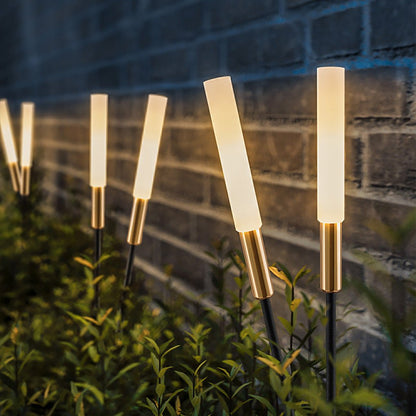 Lampes solaires de jardin en forme de roseau, tige noire et tête dorée