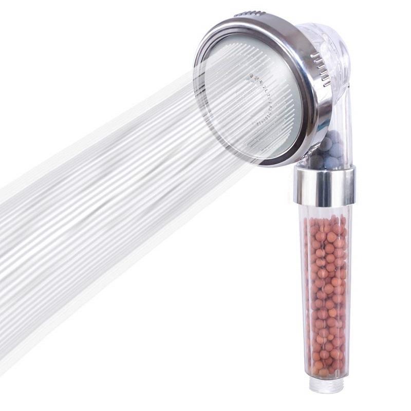 Pommeau de douche à main avec filtre ionisant et plaque en acier inoxydable