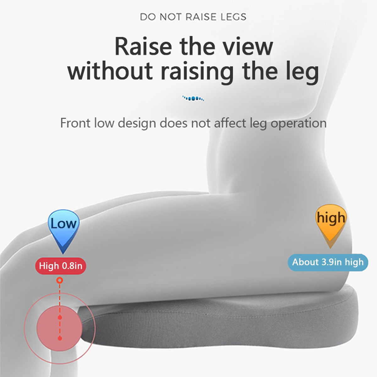 Coussin de siège rehausseur vu de profil pour montrer la forme en coin