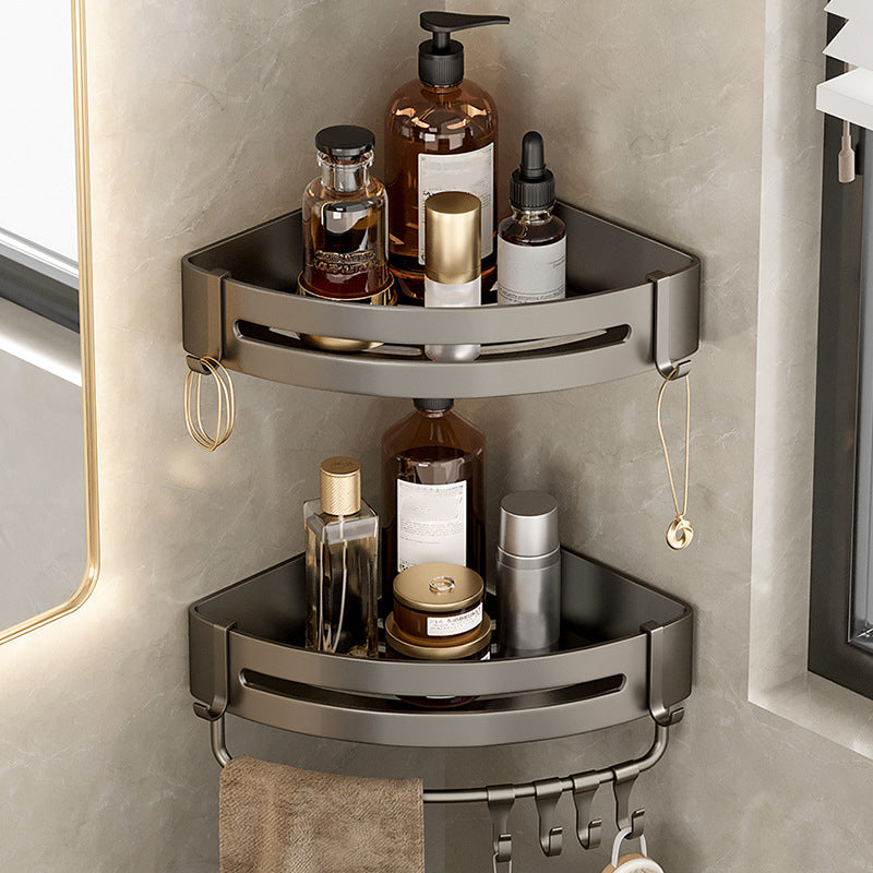 Étagère murale ajourée en aluminium gris pour salle de bains