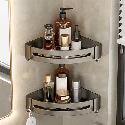 Étagère murale ajourée en aluminium gris pour salle de bains