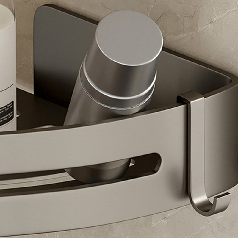 Étagère de salle de bains en aluminium gris avec barre