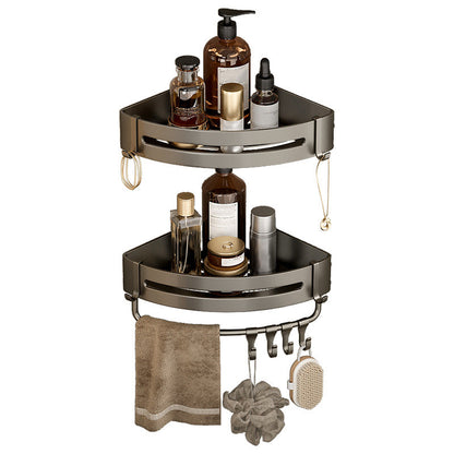 Étagère de douche en aluminium gris montée au mur