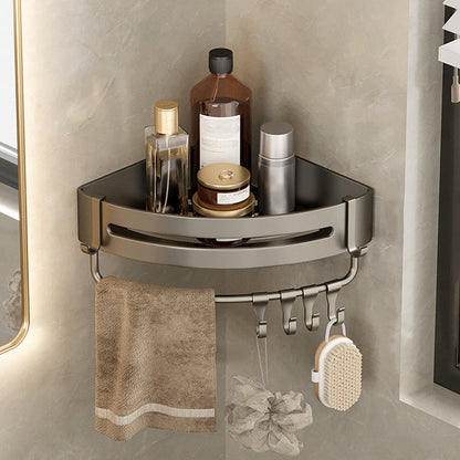 Étagère murale triangulaire en aluminium gris pour salle de bains