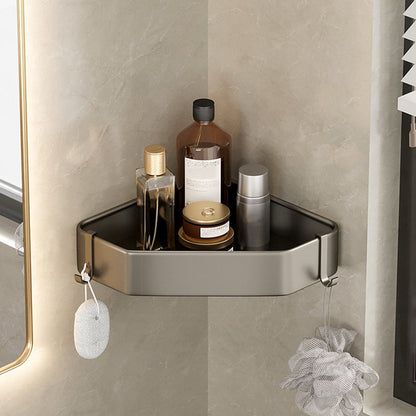 Étagère de salle de bains en aluminium gris avec barre