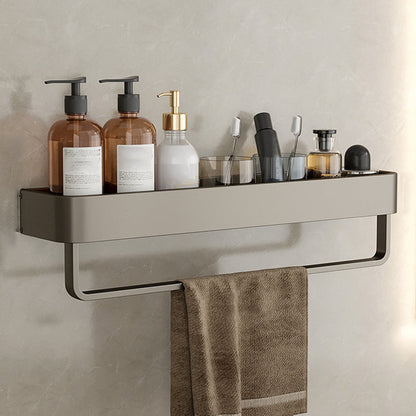 Étagère de douche en aluminium gris montée au mur