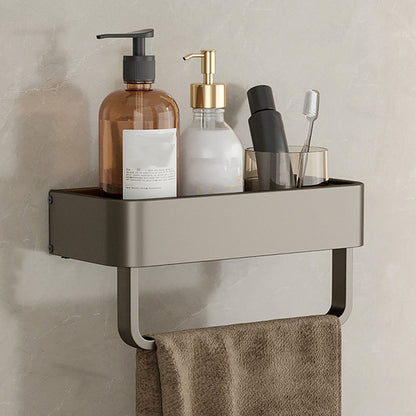 Étagère murale carrée en aluminium gris pour salle de bains
