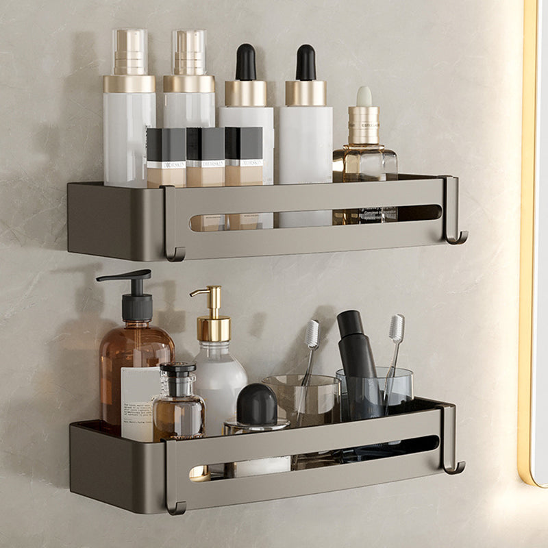 Étagère murale carrée en aluminium gris pour salle de bains