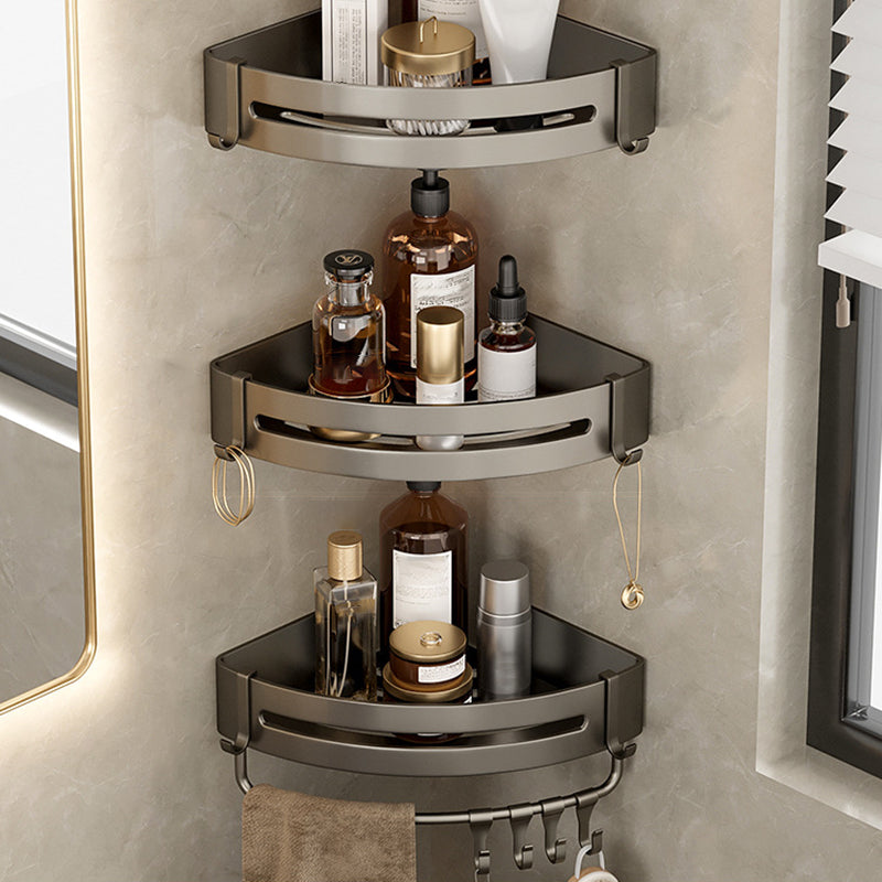 Étagère murale triangulaire en aluminium gris pour salle de bains