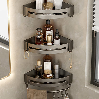 Étagère murale triangulaire en aluminium gris pour salle de bains