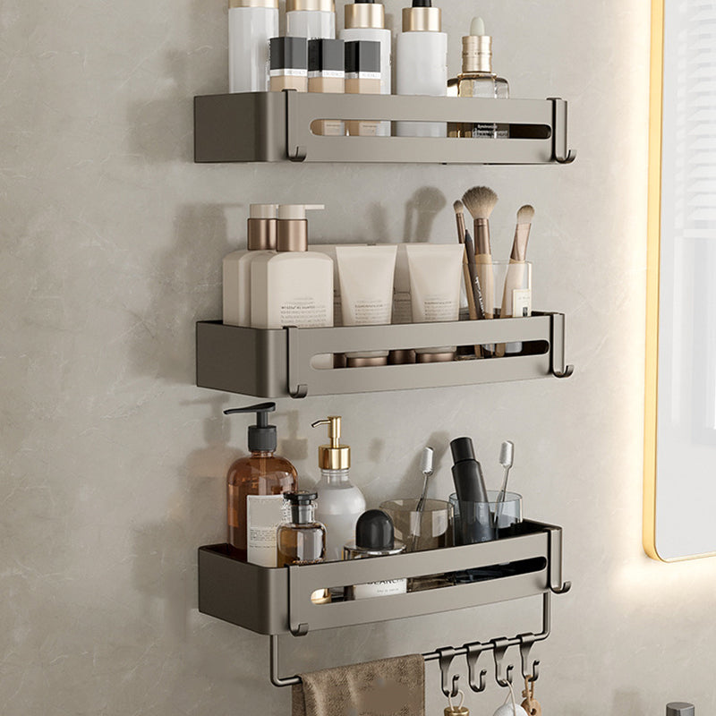 Étagère de douche en aluminium gris montée au mur