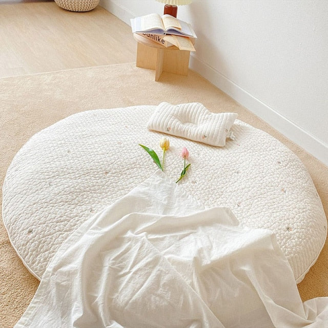 Tapis de jeu rond en coton vu de dessus