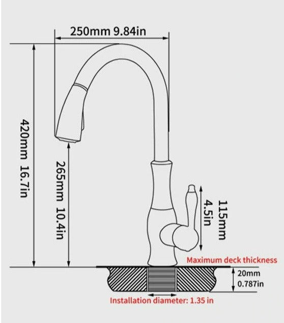 Robinet de cuisine en inox avec douchette extractible, vue 7
