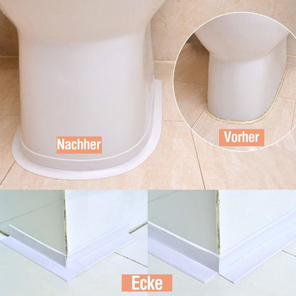 Ruban d'étanchéité beige posé autour d'un lavabo