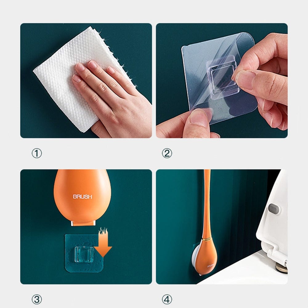 Brosse WC en silicone coloris vert foncé avec son support