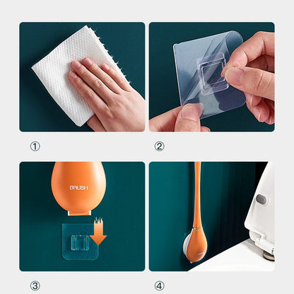 Brosse WC en silicone coloris vert foncé avec son support