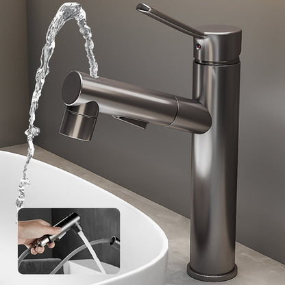 Montage monotrou du robinet de lavabo blanc à bec rond, vu du dessous du plan