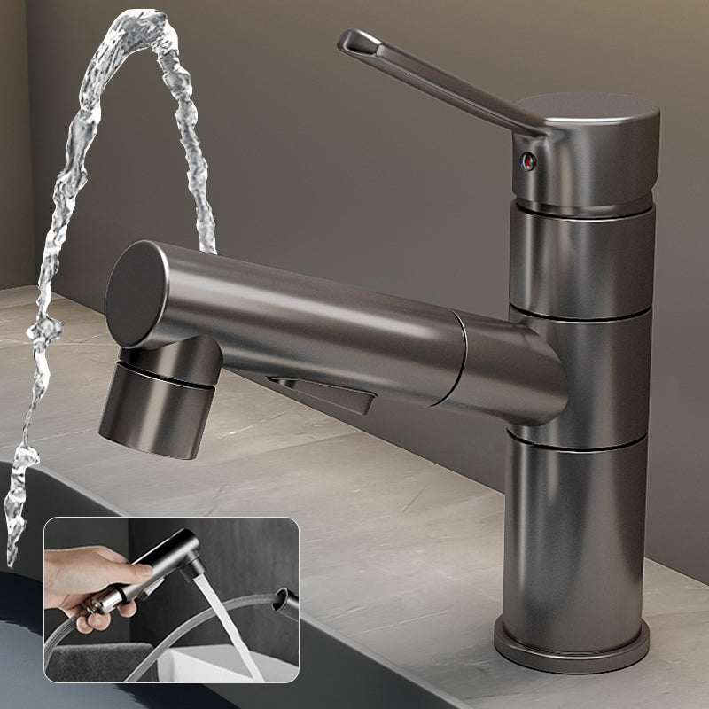 Robinet de lavabo blanc à bec rond, mitigeur monocommande vu de face