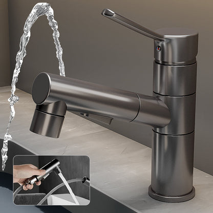 Robinet de lavabo blanc à bec rond, mitigeur monocommande vu de face