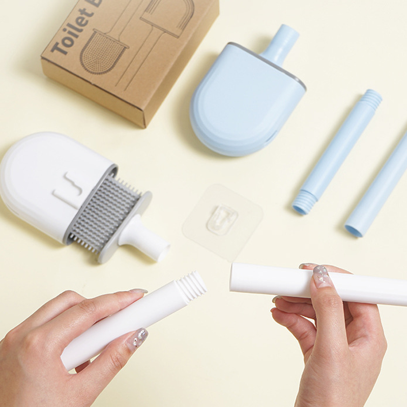 Brosse WC avec support à fixation murale, tête souple en TPR